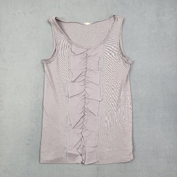 J. Crew Tank Top Women's Size XS Gray Sleeveless Ruffles Preppy - Picture 1 of 8